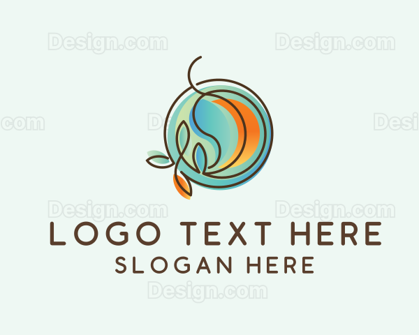 Gradient Leaves Badge Logo