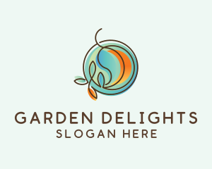 Gradient Leaves Badge logo design