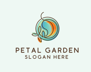 Gradient Leaves Badge logo design