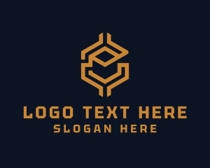 Digital Cryptocurrency Hexagon Letter E logo