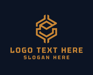 Digital Cryptocurrency Hexagon Letter E Logo