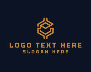 Digital Cryptocurrency Hexagon Letter E Logo