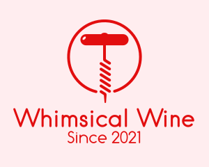 Red Wine Corkscrew logo design