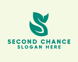 Green Leaf Letter S  logo design