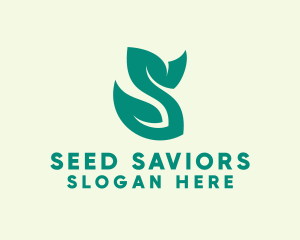 Green Leaf Letter S  logo design