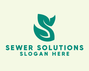 Green Leaf Letter S  logo design