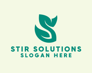 Green Leaf Letter S  logo design