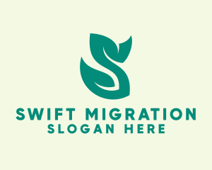 Green Leaf Letter S  logo design