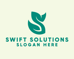 Green Leaf Letter S  logo design