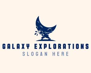 Astronaut Moon Exploration logo design