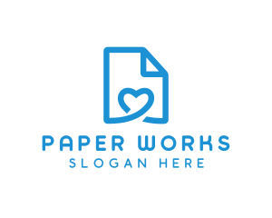 Heart Paper Document logo design