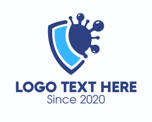 Viral - Blue Virus Protection Shield logo design