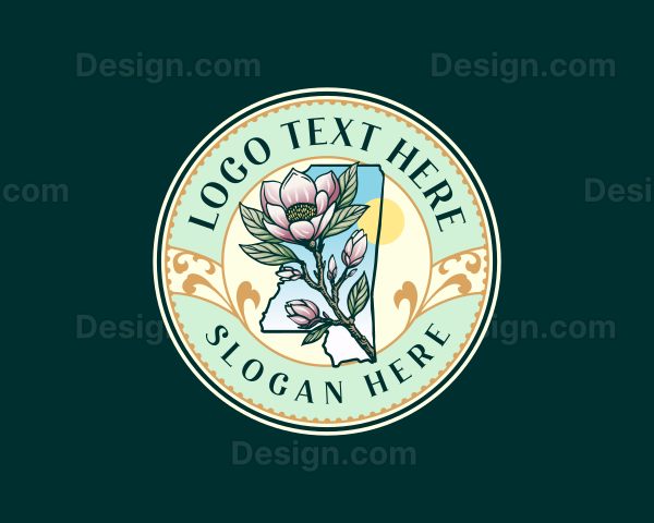 Mississippi Bloom Magnolia Flower Logo