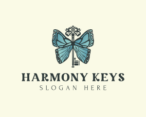 Luxury Butterfly Key  logo design