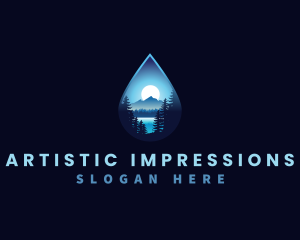 Water Drop Scenery logo design