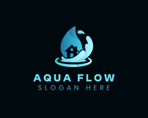 House Water Droplet logo design