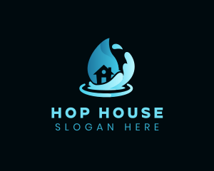 House Water Droplet logo design