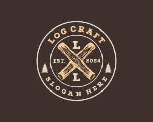 Wood Log Carpentry logo design