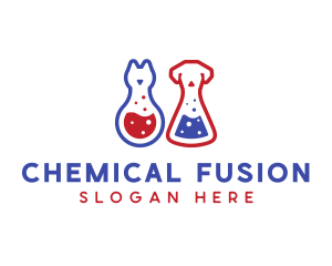 Laboratory Flask Cat & Dog logo design