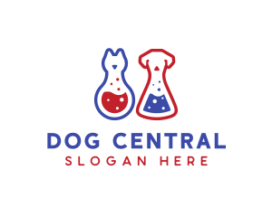 Laboratory Flask Cat & Dog logo design