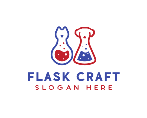 Laboratory Flask Cat & Dog logo design