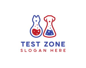 Laboratory Flask Cat & Dog logo design