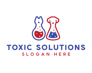 Laboratory Flask Cat & Dog logo design