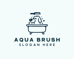 Dog Bathtub Grooming logo design