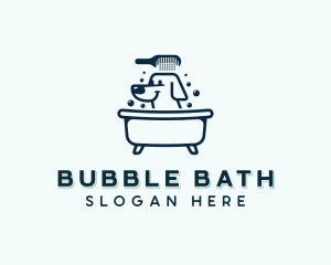 Dog Bathtub Grooming logo design