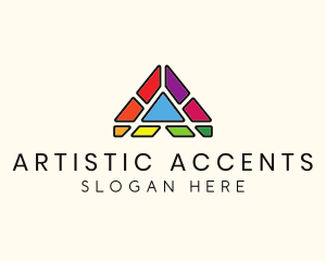 Colorful Pyramid Letter A logo design