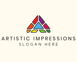 Colorful Pyramid Letter A logo design