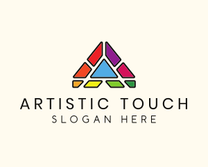Colorful Pyramid Letter A logo