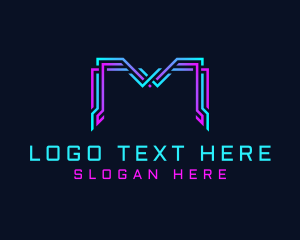 Cyber Futuristic Circuit Letter M logo