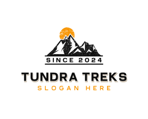 Trekking Mountaineering Hiking logo design