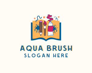 Brush Paint Art Book logo design