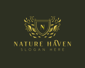 Natural Shield Leaves logo design