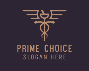 Medical Caduceus Staff logo design