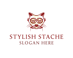 Cat Mustache Hipster logo