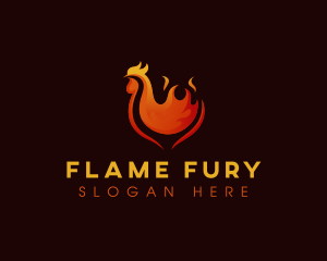 Flame Barbeque Chicken logo design