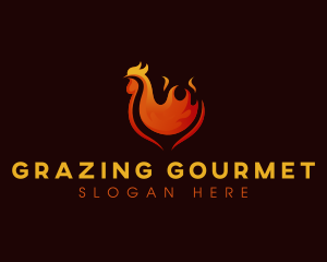 Flame Barbeque Chicken logo design