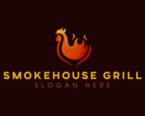 Flame Barbeque Chicken logo design