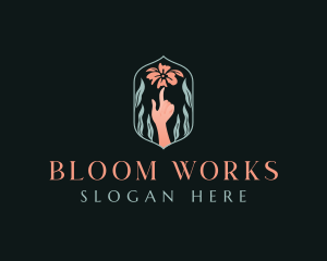 Hand Flower Bloom logo design