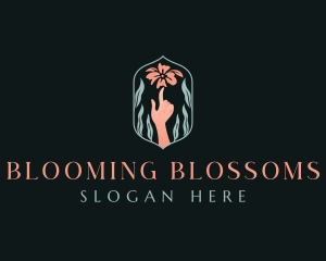 Hand Flower Bloom logo design