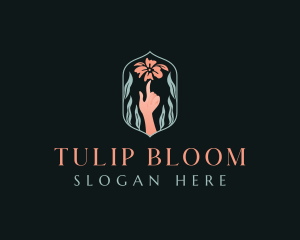 Hand Flower Bloom logo design