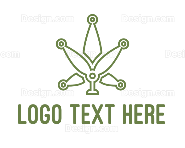 Cannabis Weed Leaf Tech Logo