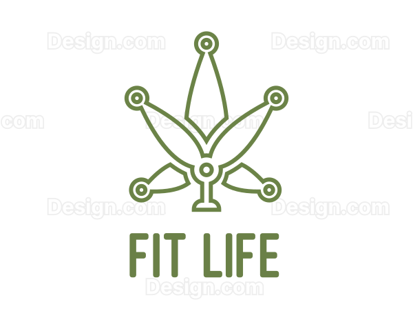 Cannabis Weed Leaf Tech Logo
