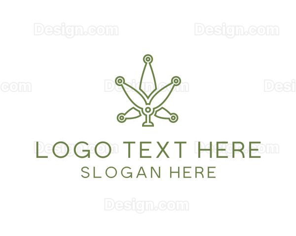 Cannabis Weed Leaf Tech Logo