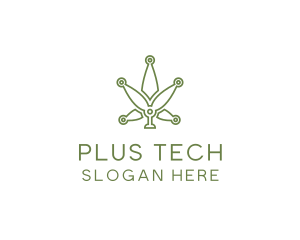 Cannabis Weed Leaf Tech logo design