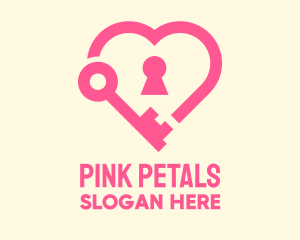 Pink Keyhole Heart  logo design