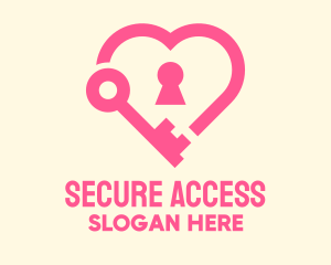 Pink Keyhole Heart  logo design